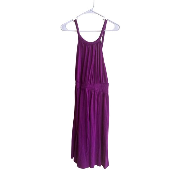 Purple Halter Neck 3 Plus Size Dress With Elastic Waist & Crossback - Picture 2 of 8